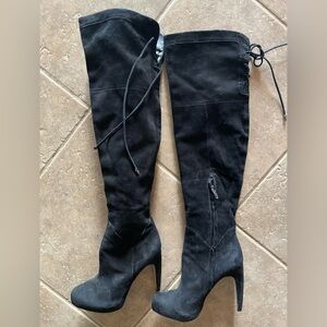 Sam Edelman Kayla Black Suede Over the Knee Boots